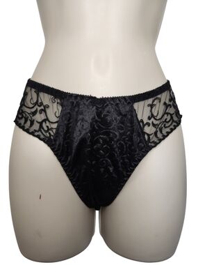 Christian Dior Intimates Black Sheer Lace Satin Panties Size Small